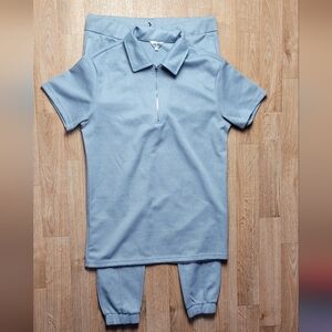 Kalibre Mens Light Blue Short Sleeve Top and Pants Set SIZE LARGE